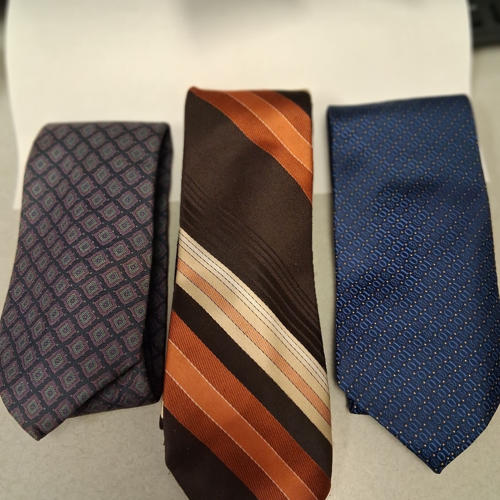 Bundle ...Elegant Men's Tie Set - Blue, Brown, and Purple 3 For Thr Price Of 1.